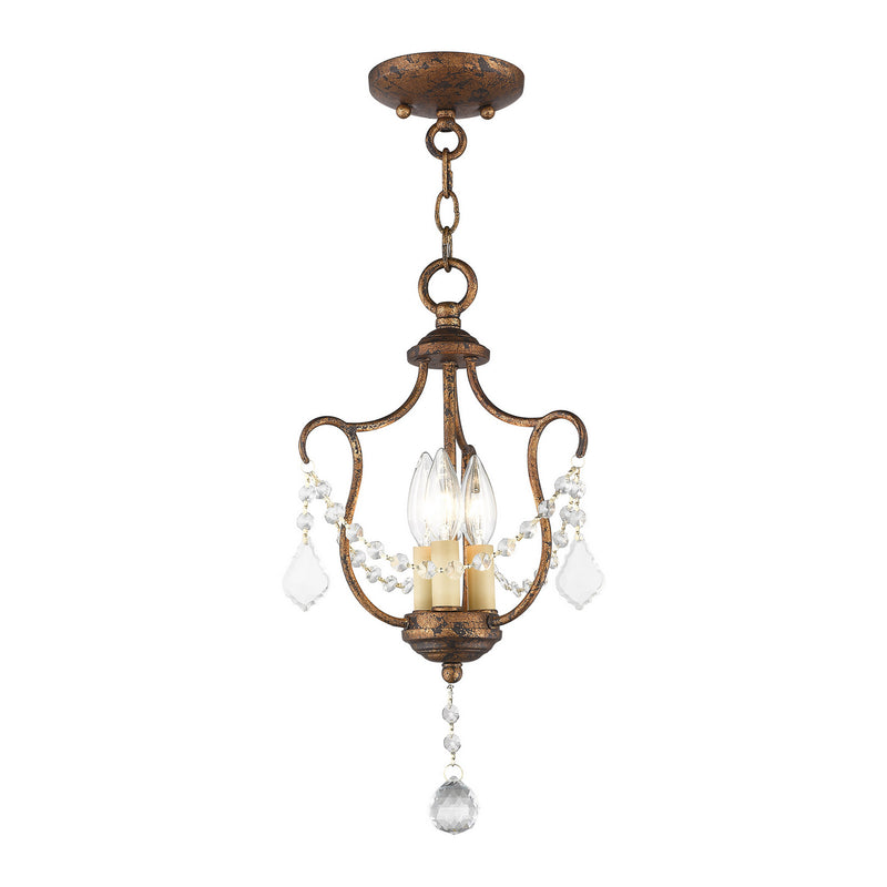 Livex Lighting 6420-71 Three Light Mini Pendant/Ceiling Mount, Hand Applied Venetian Golden Bronze