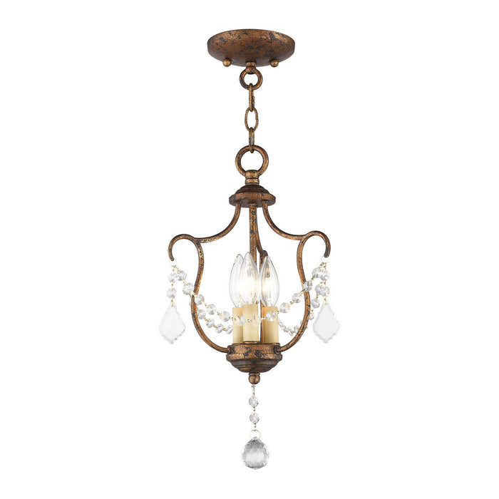 Livex Lighting 6420-71 Three Light Mini Pendant/Ceiling Mount, Hand Applied Venetian Golden Bronze