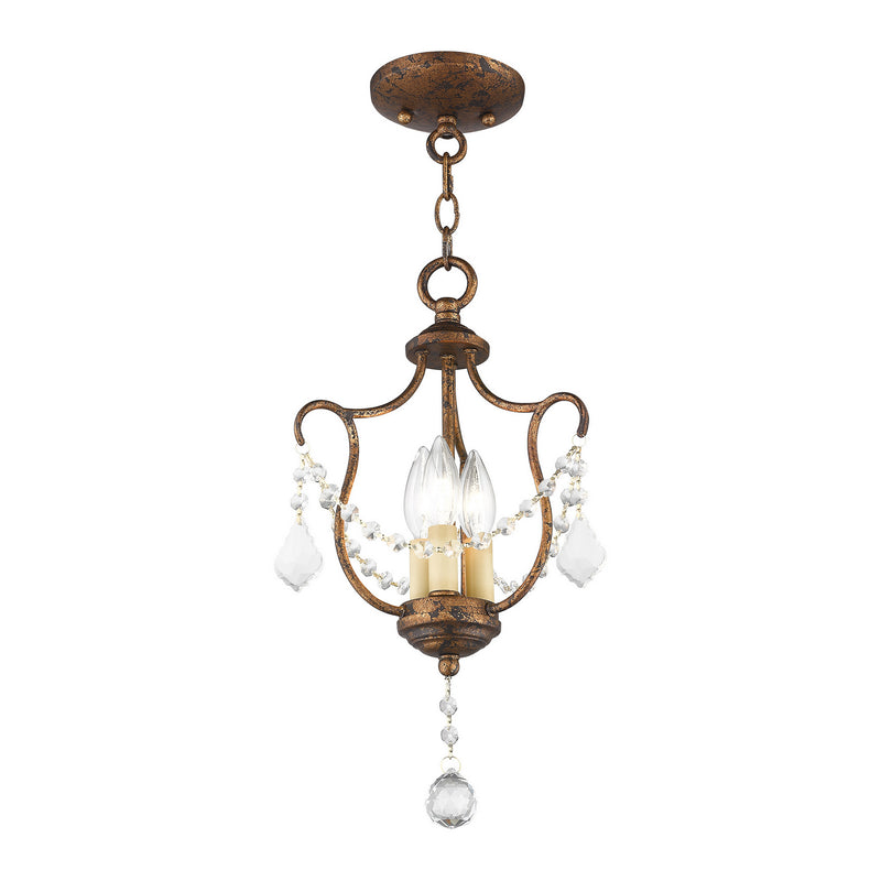 Livex Lighting 6420-71 Three Light Mini Pendant/Ceiling Mount, Hand Applied Venetian Golden Bronze