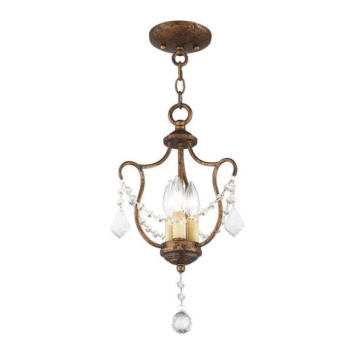 Livex Lighting 6420-71 Three Light Mini Pendant/Ceiling Mount, Hand Applied Venetian Golden Bronze