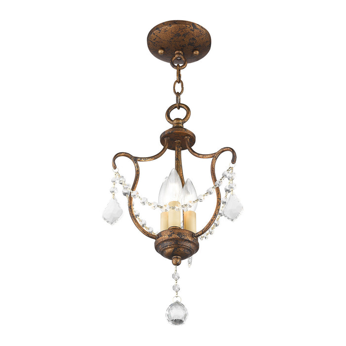 Livex Lighting 6420-71 Three Light Mini Pendant/Ceiling Mount, Hand Applied Venetian Golden Bronze