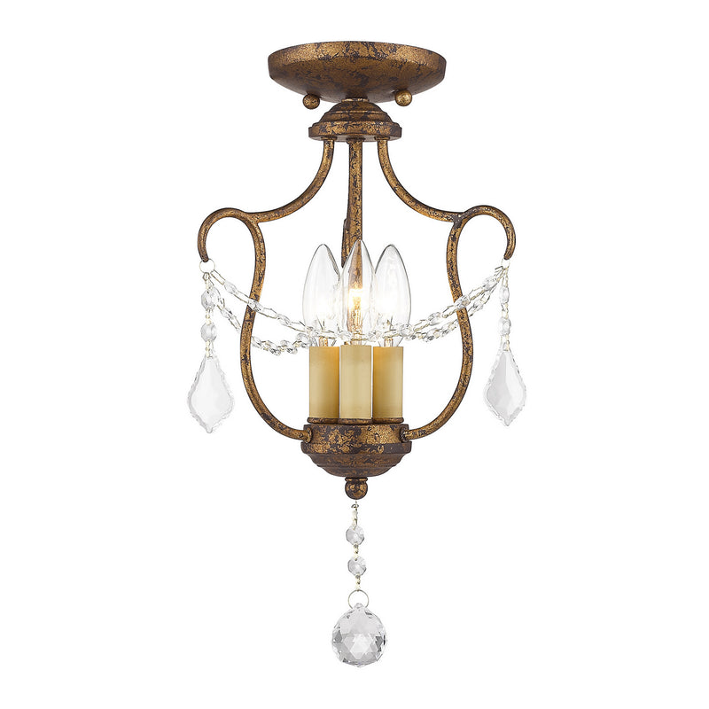 Livex Lighting 6420-71 Three Light Mini Pendant/Ceiling Mount, Hand Applied Venetian Golden Bronze