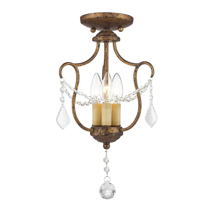Livex Lighting 6420-71 Three Light Mini Pendant/Ceiling Mount, Hand Applied Venetian Golden Bronze