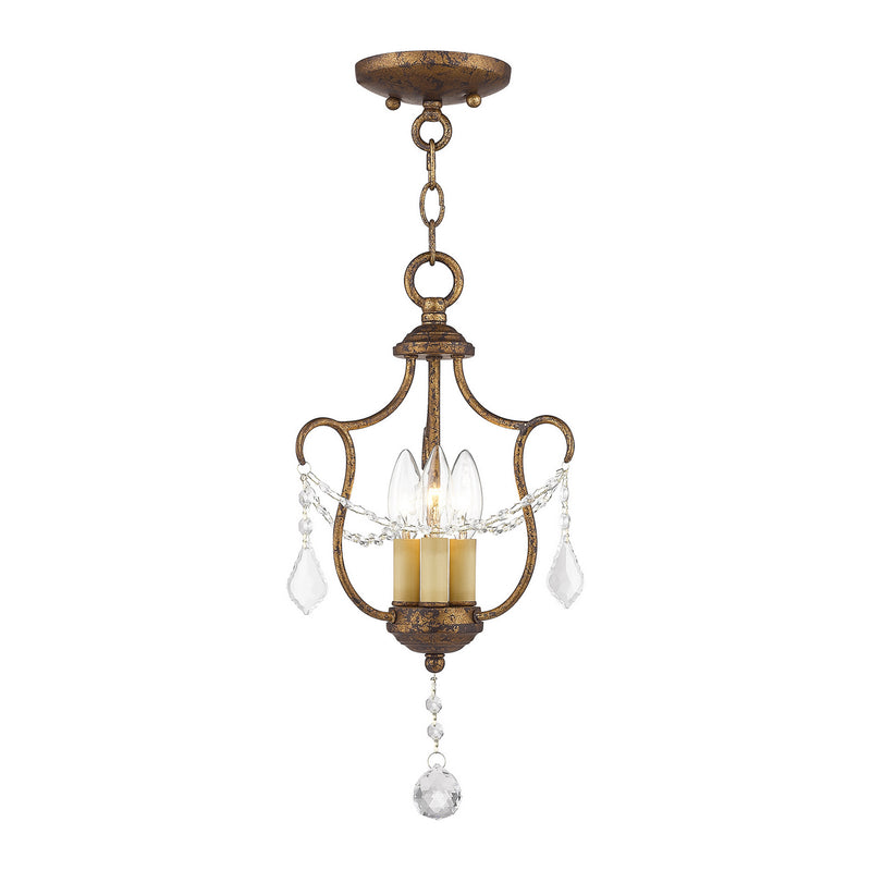 Livex Lighting 6420-71 Three Light Mini Pendant/Ceiling Mount, Hand Applied Venetian Golden Bronze