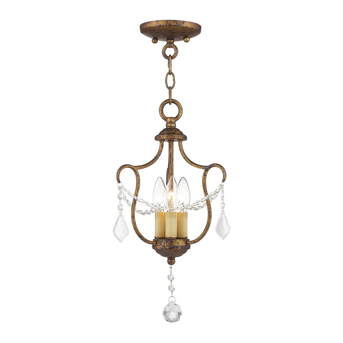 Livex Lighting 6420-71 Three Light Mini Pendant/Ceiling Mount, Hand Applied Venetian Golden Bronze