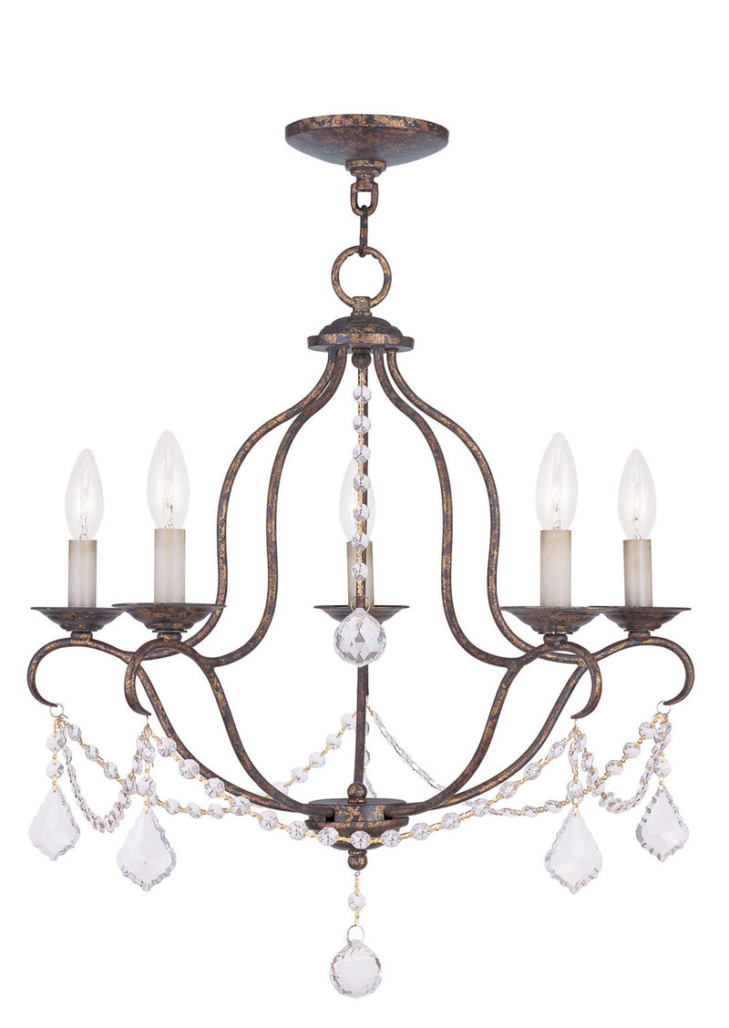 Livex Lighting 6435-71 Five Light Chandelier, Hand Applied Venetian Golden Bronze