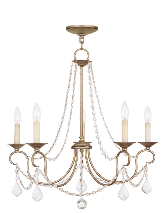 Livex Lighting 6515-73 Five Light Chandelier, Hand Applied Antique Silver Leaf