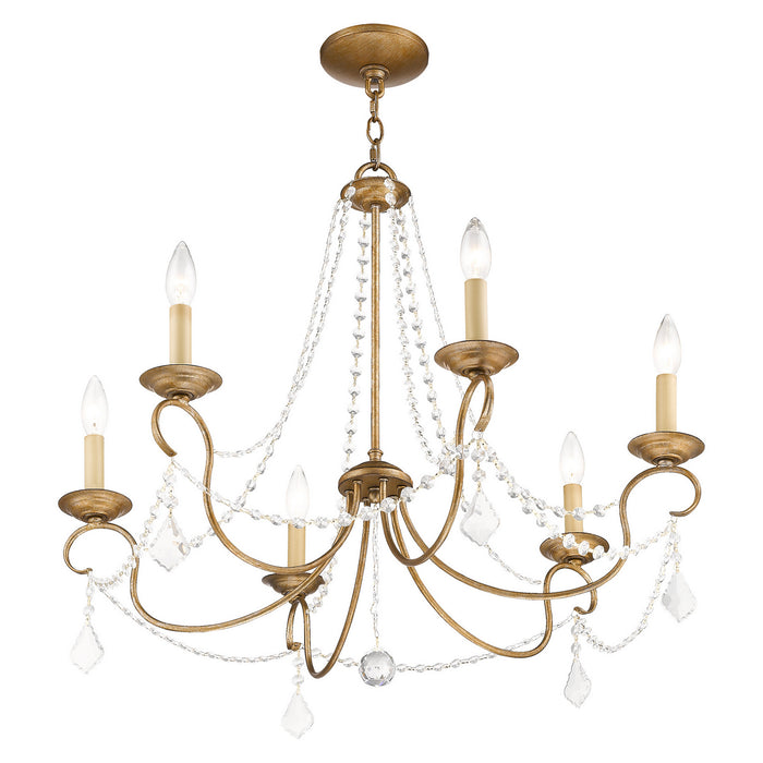 Livex Lighting 6516-48 Six Light Chandelier, Hand Applied Antique Gold Leaf