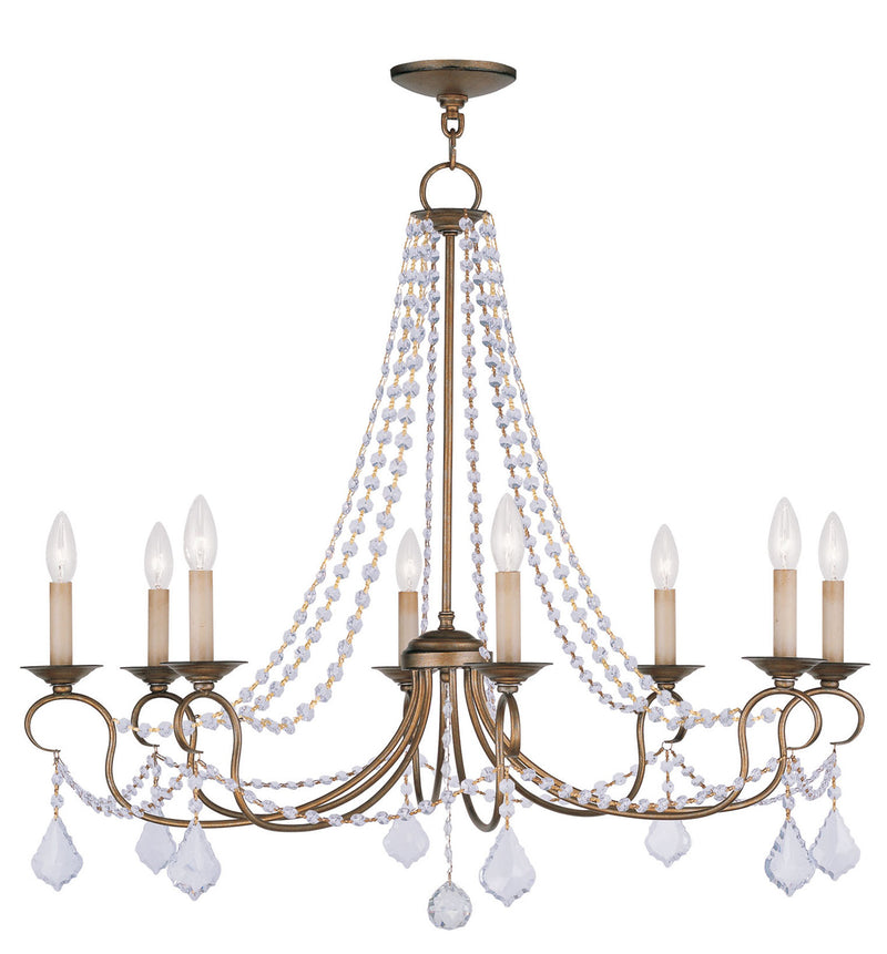 Livex Lighting 6518-48 Eight Light Chandelier, Hand Applied Antique Gold Leaf