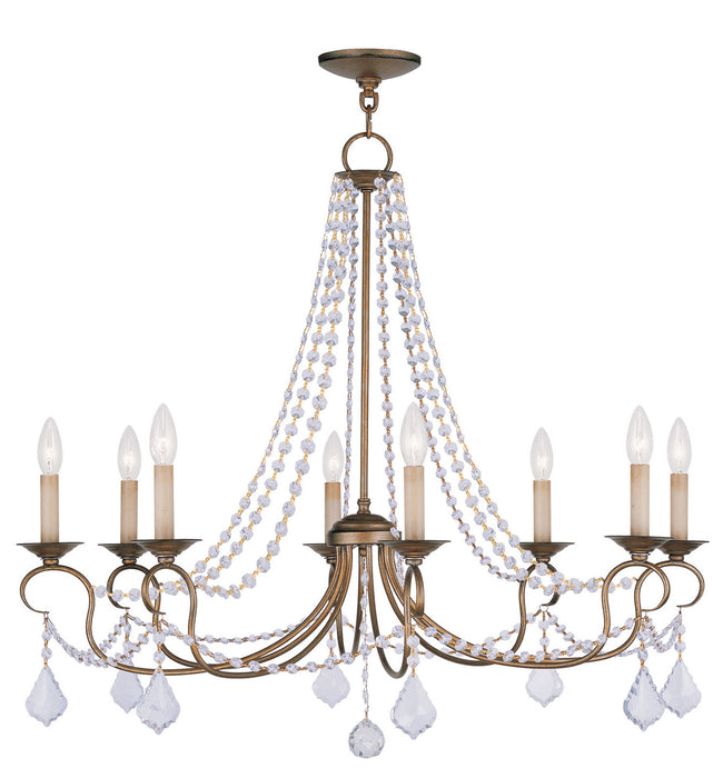 Livex Lighting 6518-48 Eight Light Chandelier, Hand Applied Antique Gold Leaf