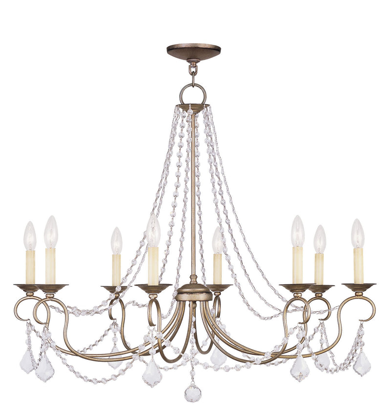 Livex Lighting 6518-73 Eight Light Chandelier, Hand Applied Antique Silver Leaf