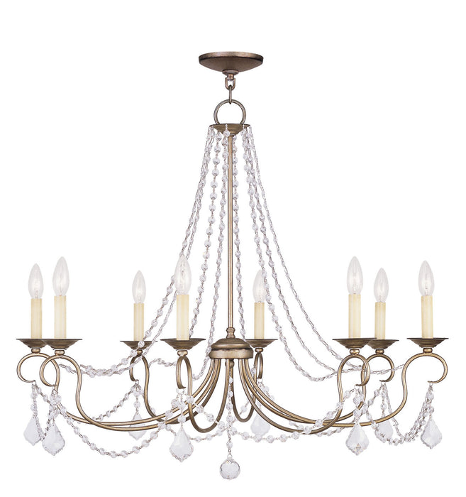 Livex Lighting 6518-73 Eight Light Chandelier, Hand Applied Antique Silver Leaf