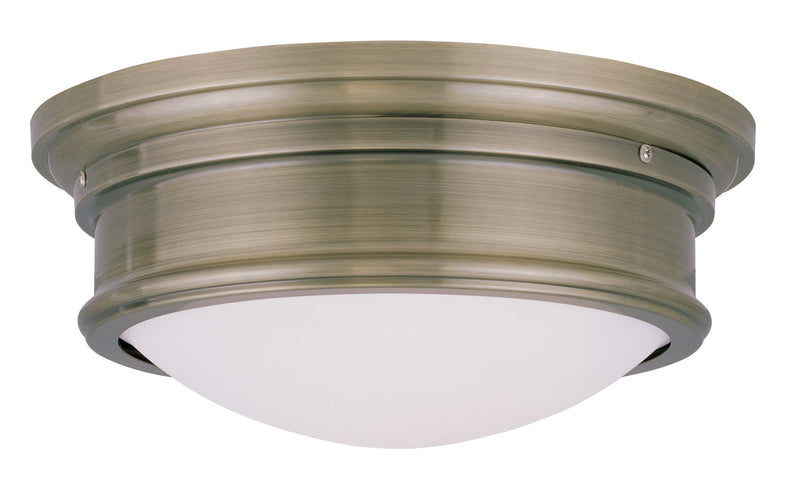 Livex Lighting 7342-01 Two Light Ceiling Mount, Antique Brass