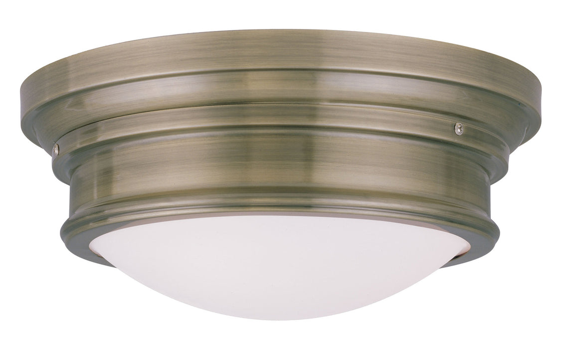 Livex Lighting 7343-01 Three Light Ceiling Mount, Antique Brass