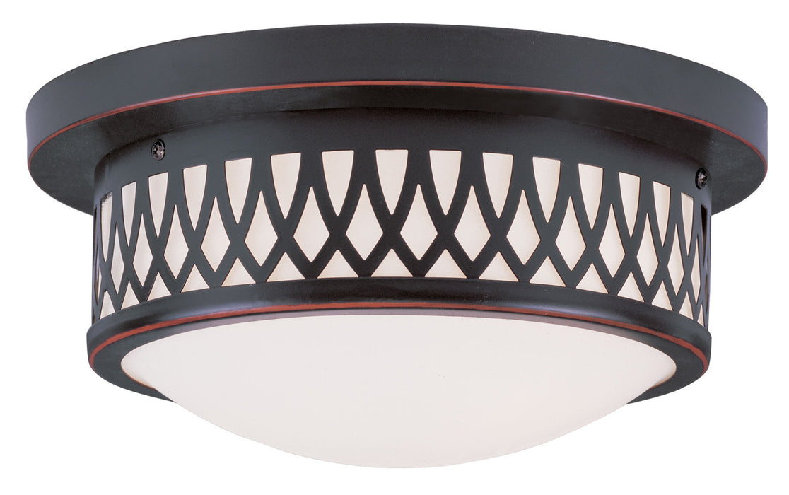 Livex Lighting 7351-67 Two Light Ceiling Mount, Hand Applied Olde Bronze