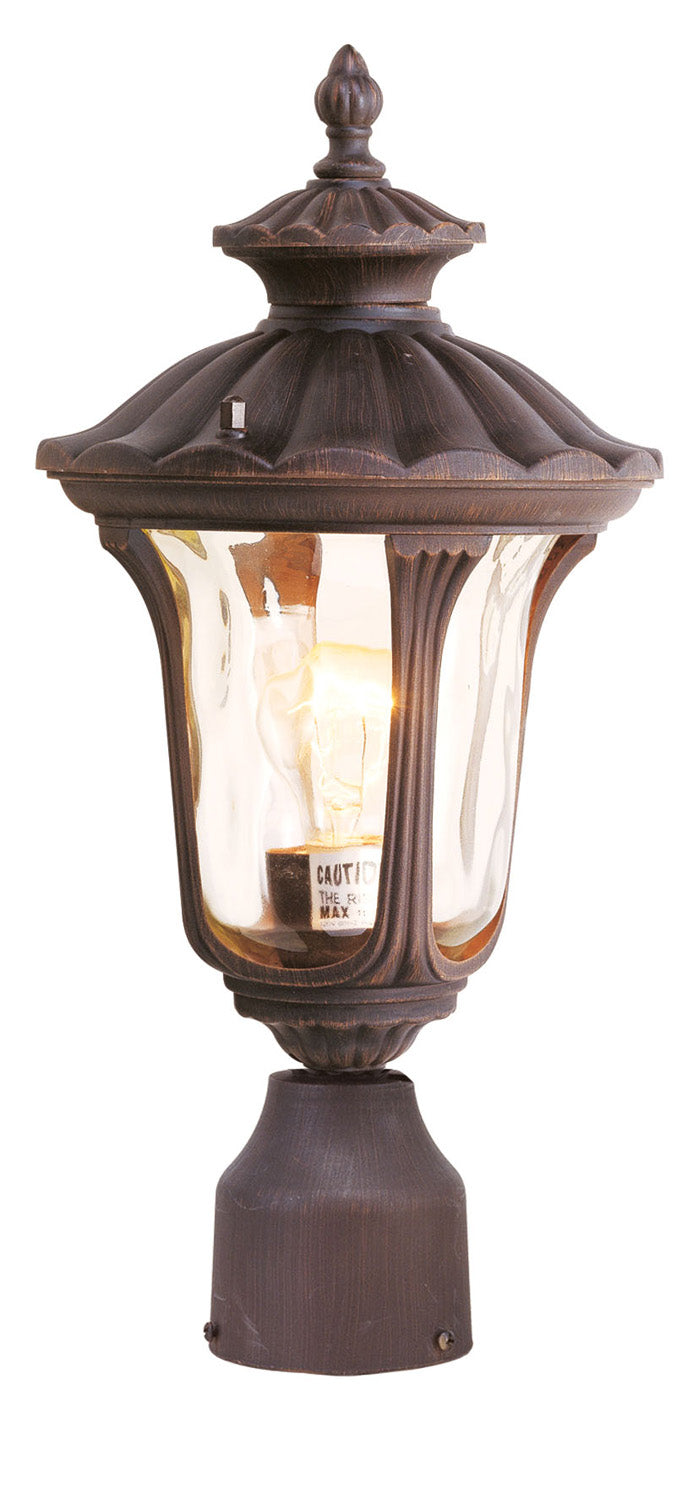 Livex Lighting 7667-58 One Light Outdoor Post-Top Lanterm, Hand Applied Imperial Bronze