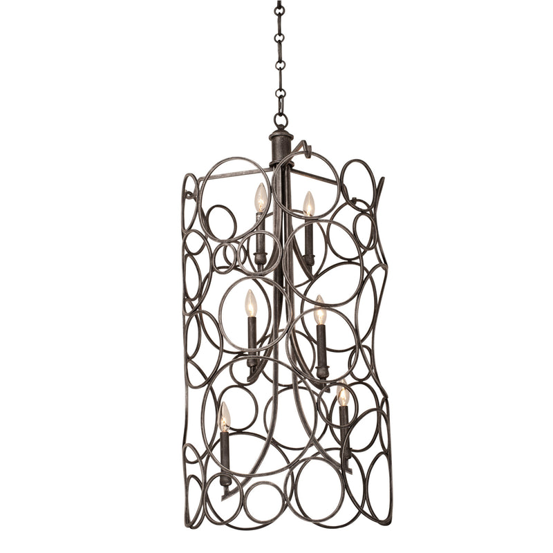 Kalco 2760VI Six Light Foyer Pendant, Vintage Iron