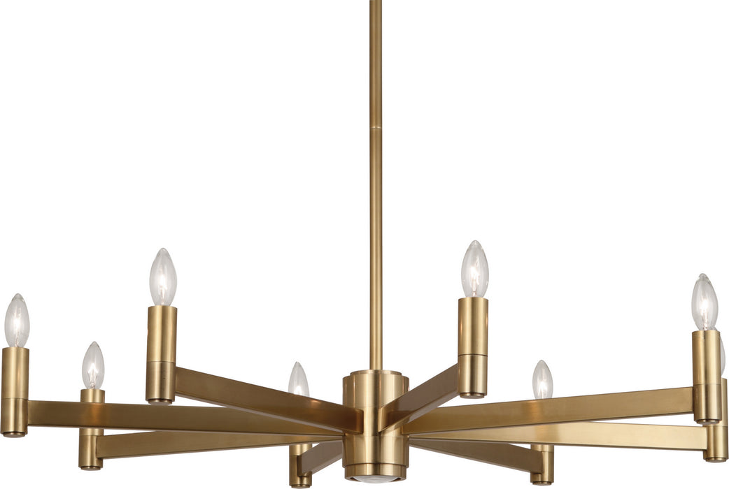 Robert Abbey 4500 Nine Light Chandelier, Antique Brass