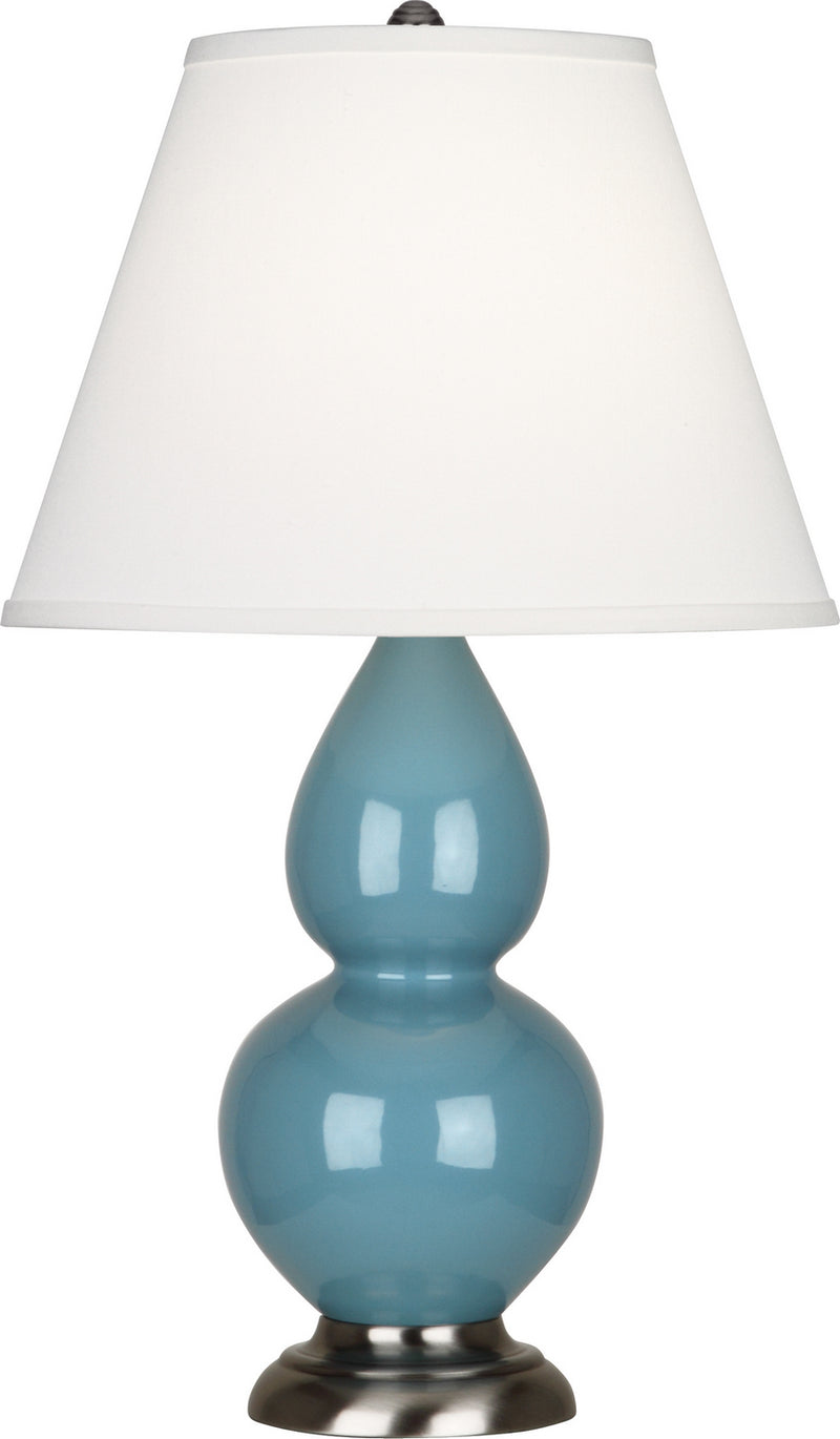 Robert Abbey OB12X One Light Accent Lamp, Steel Blue Glazed Ceramic w/Antique Silvered