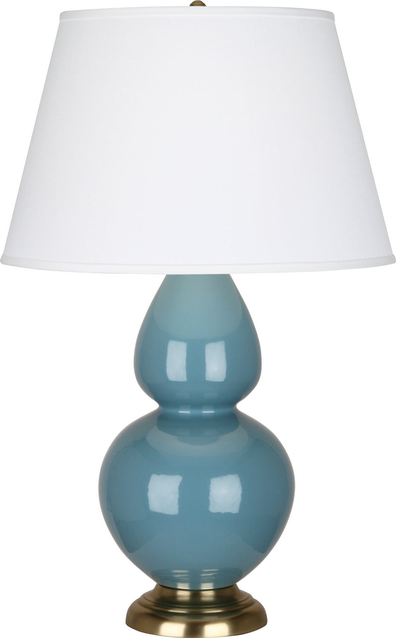 Robert Abbey OB20X One Light Table Lamp, Steel Blue Glazed Ceramic w/Antique Brassed