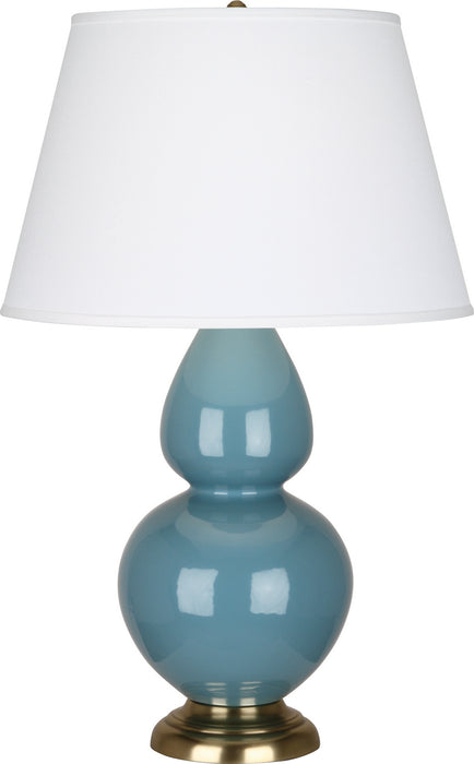 Robert Abbey OB20X One Light Table Lamp, Steel Blue Glazed Ceramic w/Antique Brassed