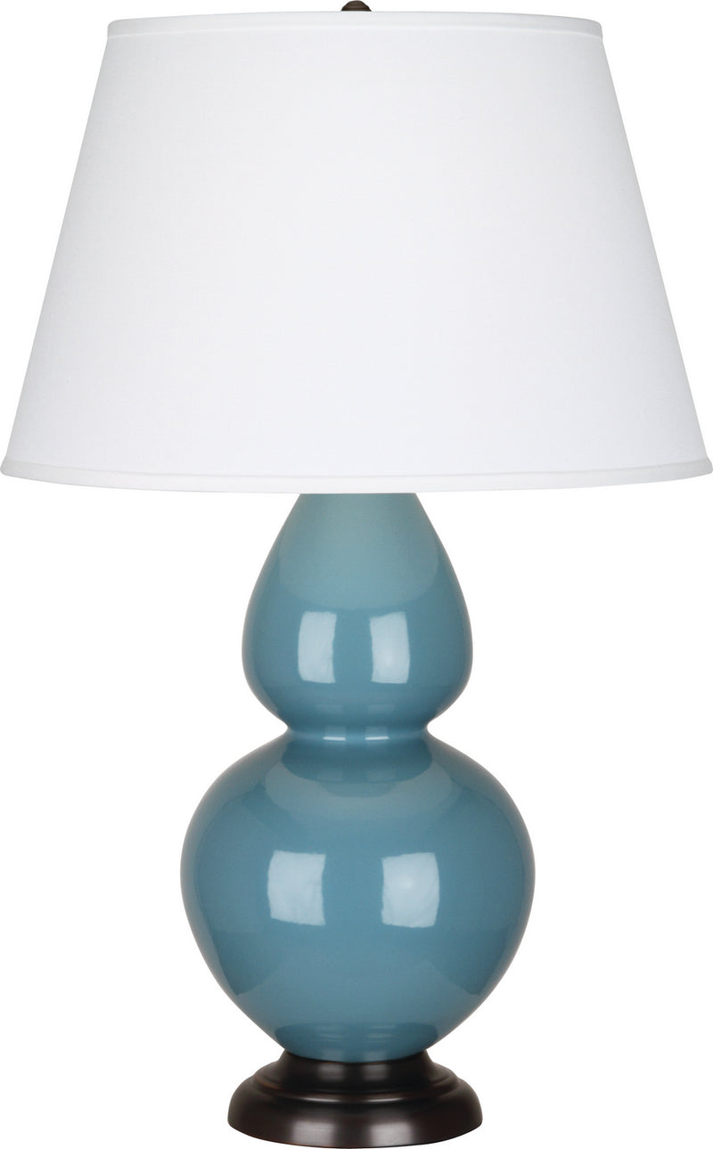 Robert Abbey OB21X One Light Table Lamp, Steel Blue Glazed Ceramic w/Deep Patina Bronzeed