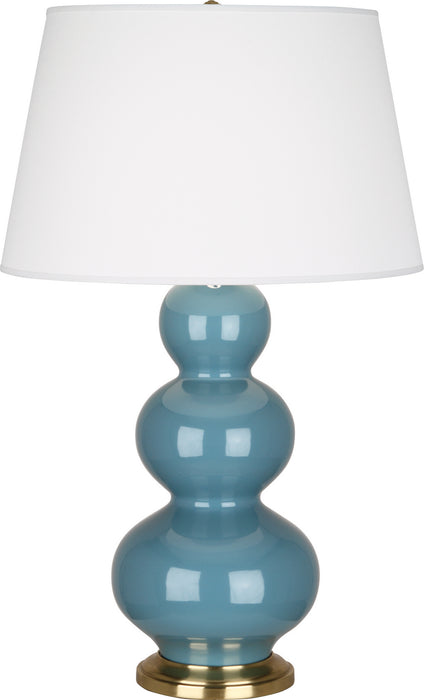 Robert Abbey OB40X One Light Table Lamp, Steel Blue Glazed Ceramic w/Antique Brassed