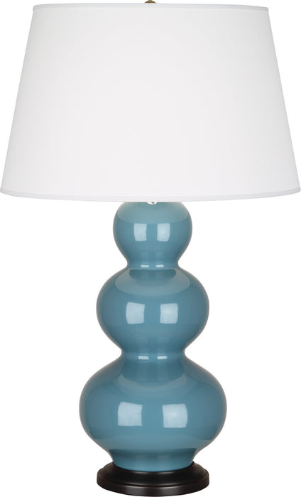 Robert Abbey OB41X One Light Table Lamp, Steel Blue Glazed Ceramic w/Deep Patina Bronzeed