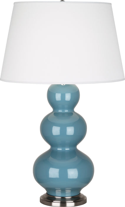 Robert Abbey OB42X One Light Table Lamp, Steel Blue Glazed Ceramic w/Antique Silvered