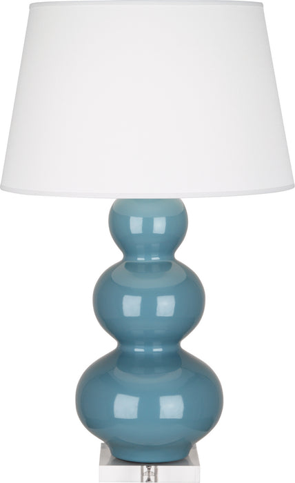 Robert Abbey OB43X One Light Table Lamp, Steel Blue Glazed Ceramic w/Lucite