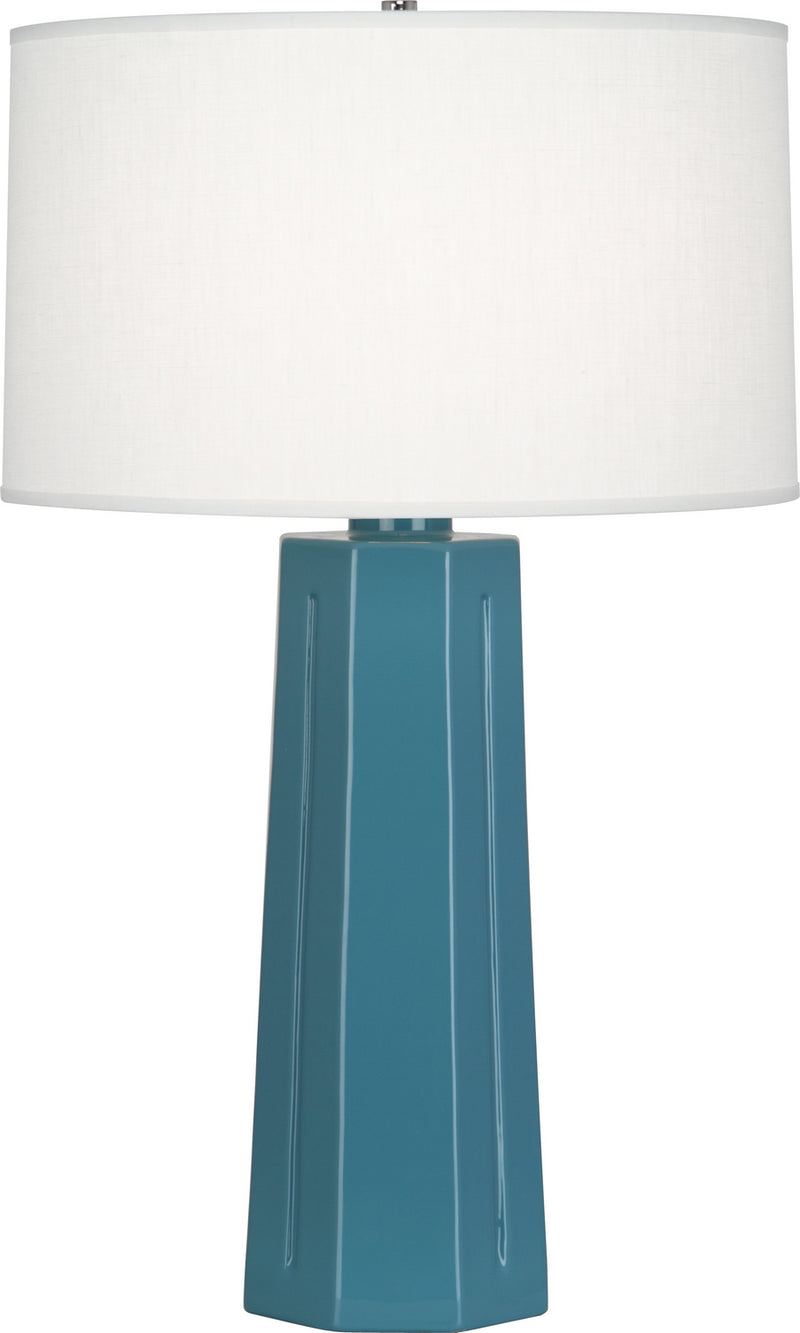 Robert Abbey OB960 One Light Table Lamp, Steel Blue Glazed Ceramic