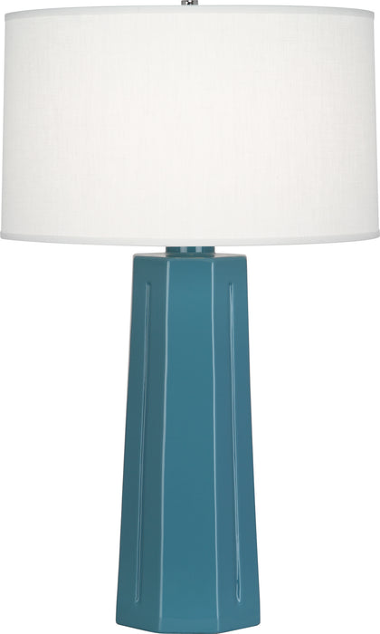 Robert Abbey OB960 One Light Table Lamp, Steel Blue Glazed Ceramic