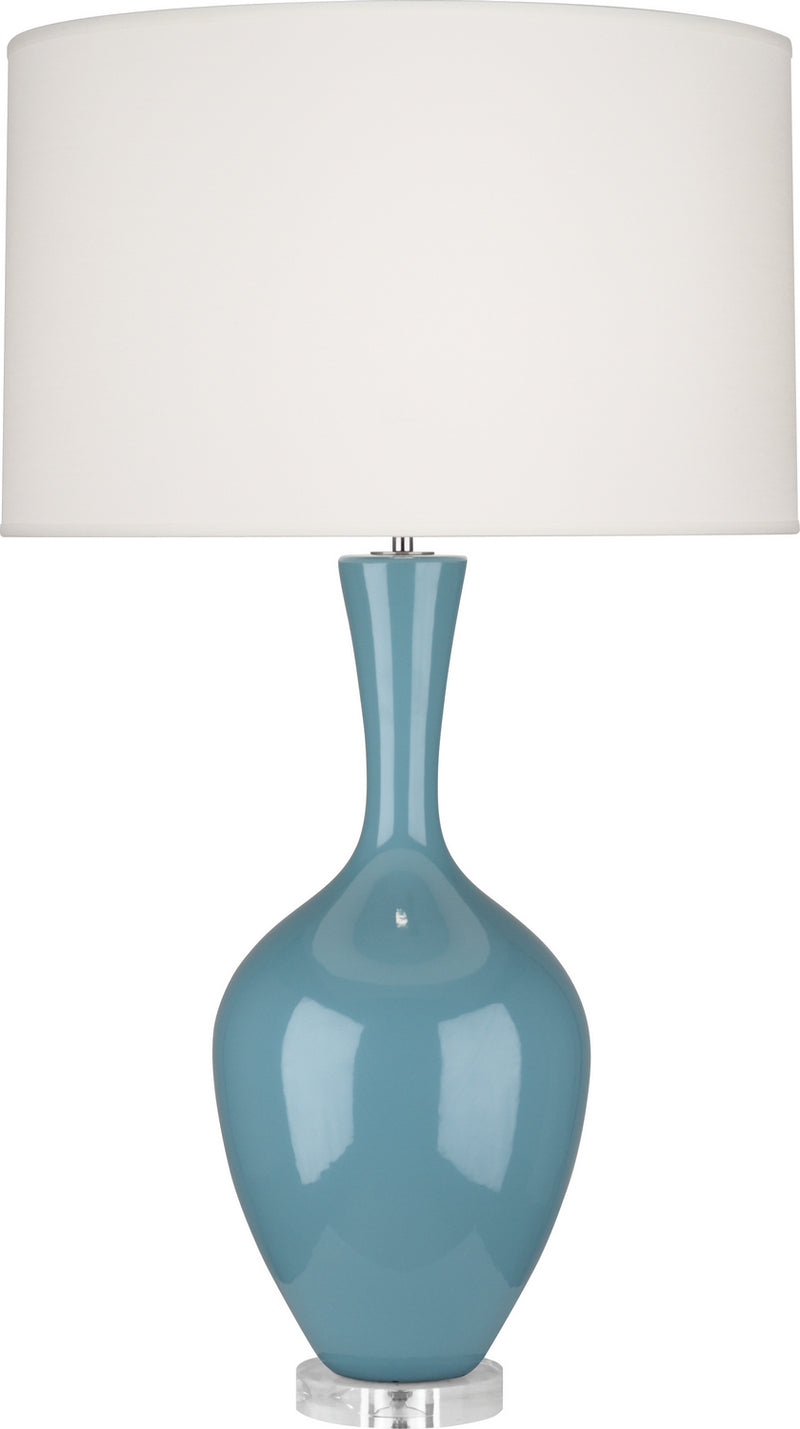 Robert Abbey OB980 One Light Table Lamp, Steel Blue Glazed Ceramic