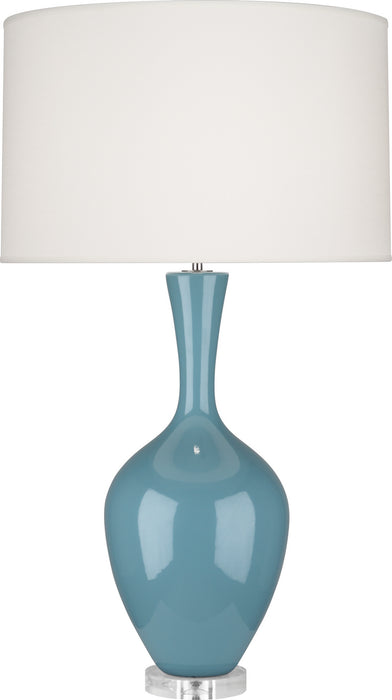 Robert Abbey OB980 One Light Table Lamp, Steel Blue Glazed Ceramic