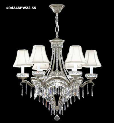 James R. Moder 94346PW22-55 Six Light Chandelier, Pewter