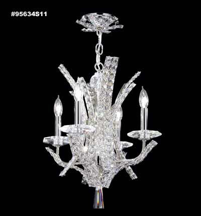 James R. Moder 95634S11 Four Light Pendant, Silver