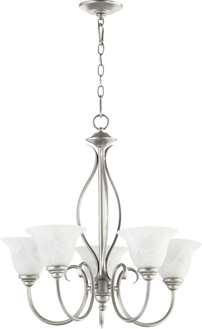 Quorum 6010-5-64 Five Light Chandelier, Classic Nickel