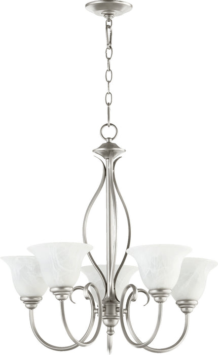 Quorum 6010-5-64 Five Light Chandelier, Classic Nickel