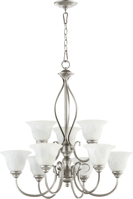 Quorum 6010-9-64 Nine Light Chandelier, Classic Nickel