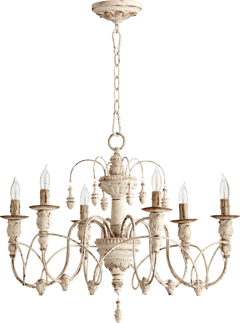 Quorum 6016-6-70 Six Light Chandelier, Persian White