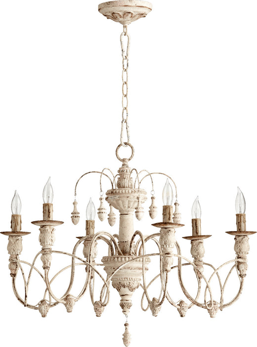 Quorum 6016-6-70 Six Light Chandelier, Persian White
