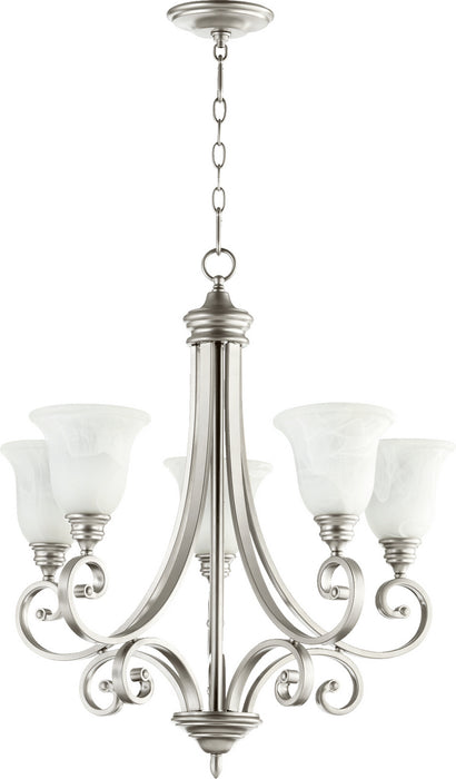 Quorum 6154-5-64 Five Light Chandelier, Classic Nickel