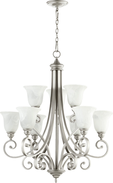 Quorum 6154-9-64 Nine Light Chandelier, Classic Nickel