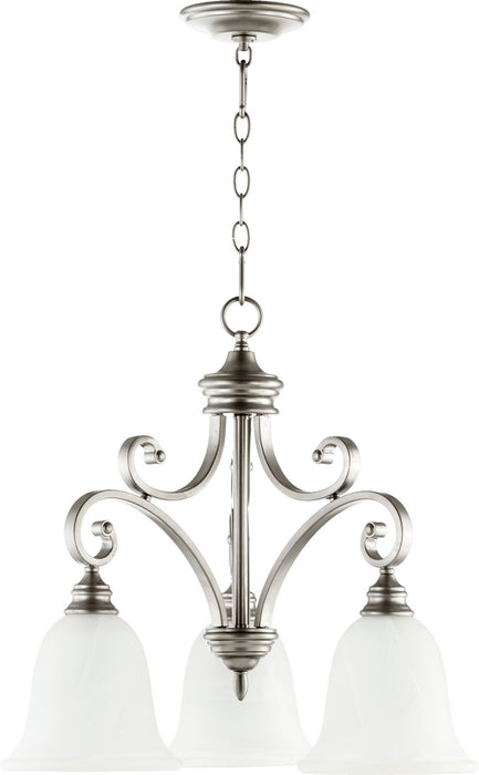 Quorum 6354-3-64 Three Light Chandelier, Classic Nickel