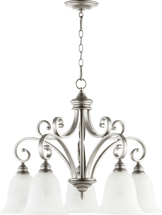 Quorum 6354-5-64 Five Light Chandelier, Classic Nickel