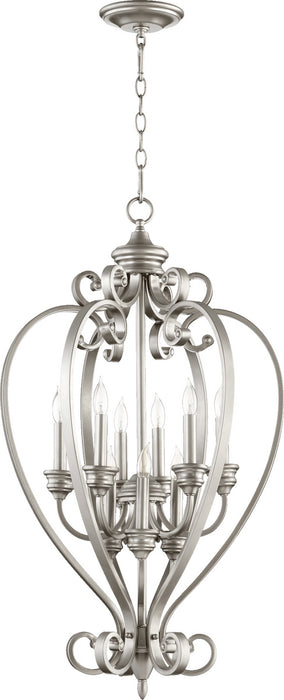 Quorum 6854-9-64 Nine Light Entry Pendant, Classic Nickel