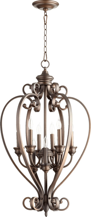 Quorum 6854-9-86 Nine Light Entry Pendant, Oiled Bronze