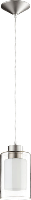 Quorum 882-165 One Light Pendant, Satin Nickel Clear and White