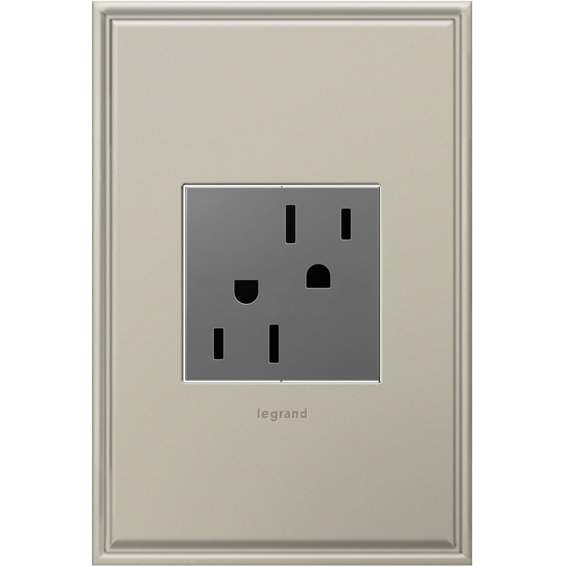 Legrand ARTR152M4 Tamper-Resistant Outlet, Magnesium
