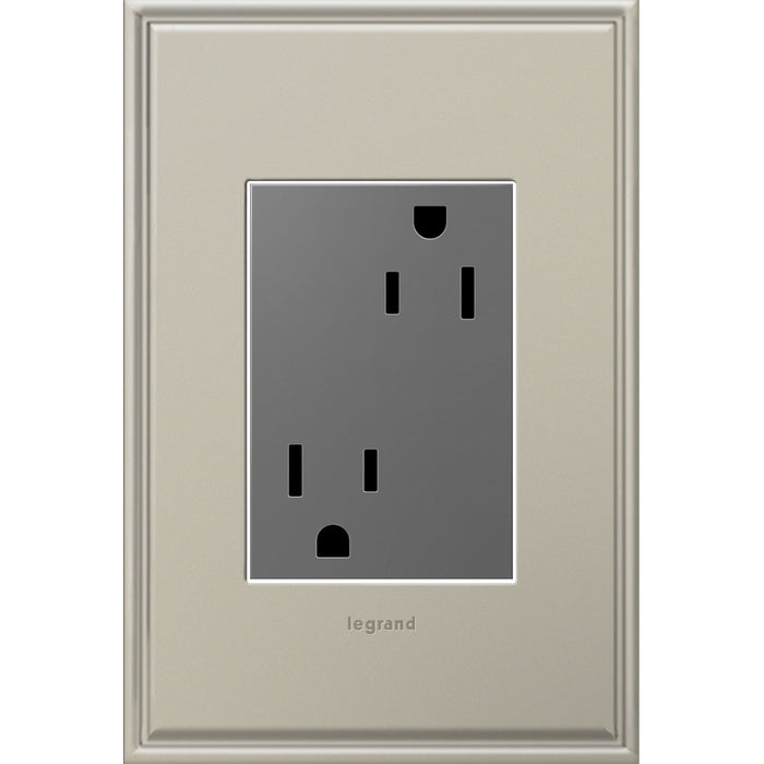 Legrand ARTR153M4 Tamper-Resistant Outlet, Plus Size, Magnesium